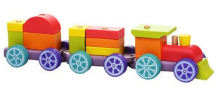 Medinių kaladėlių traukinukas Cubika, 15 kalad. kaina ir informacija | Žaislai kūdikiams | pigu.lt