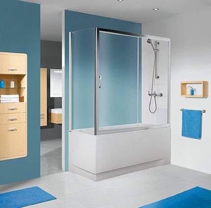 Vonios sienelė Sanplast TX SSO-W/TX5b 70s, profilis blizgantis sidabrinis, dekoruotas stiklas Cora kaina ir informacija | Priedai vonioms, dušo kabinoms | pigu.lt