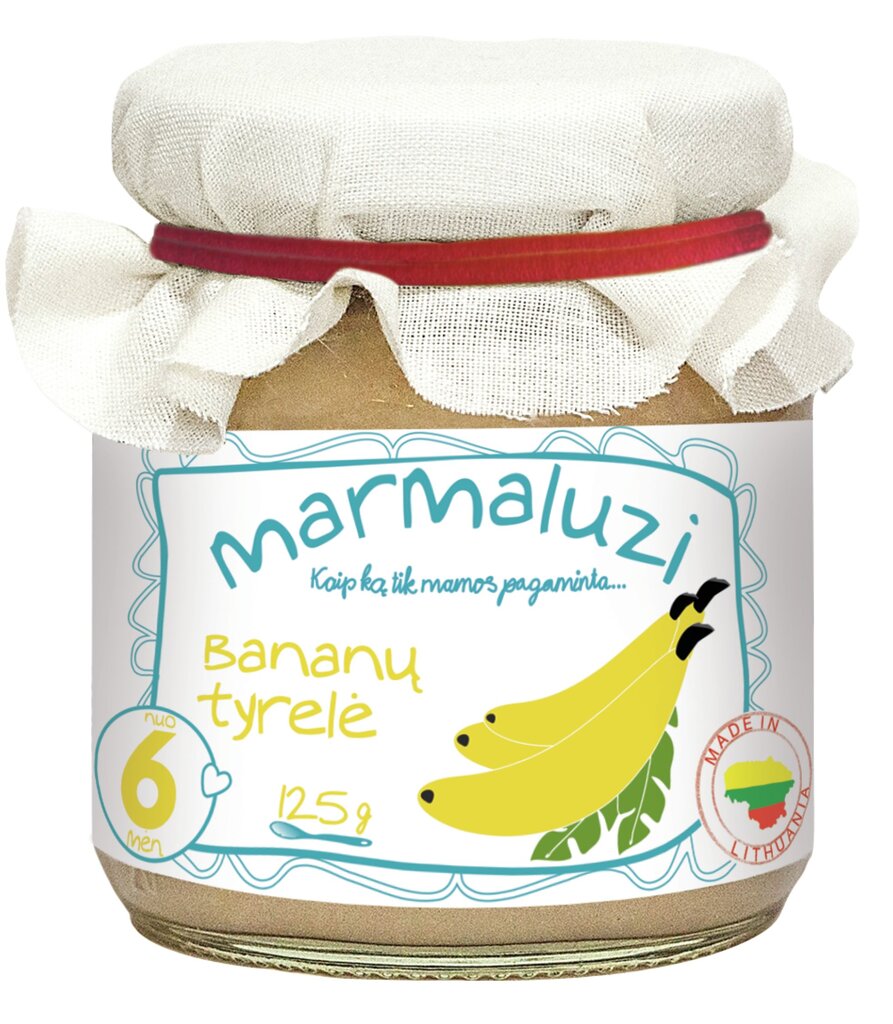 Marmaluzi bananų tyrelė, 6 mėn., 125 g. kaina ir informacija | Tyrelės | pigu.lt