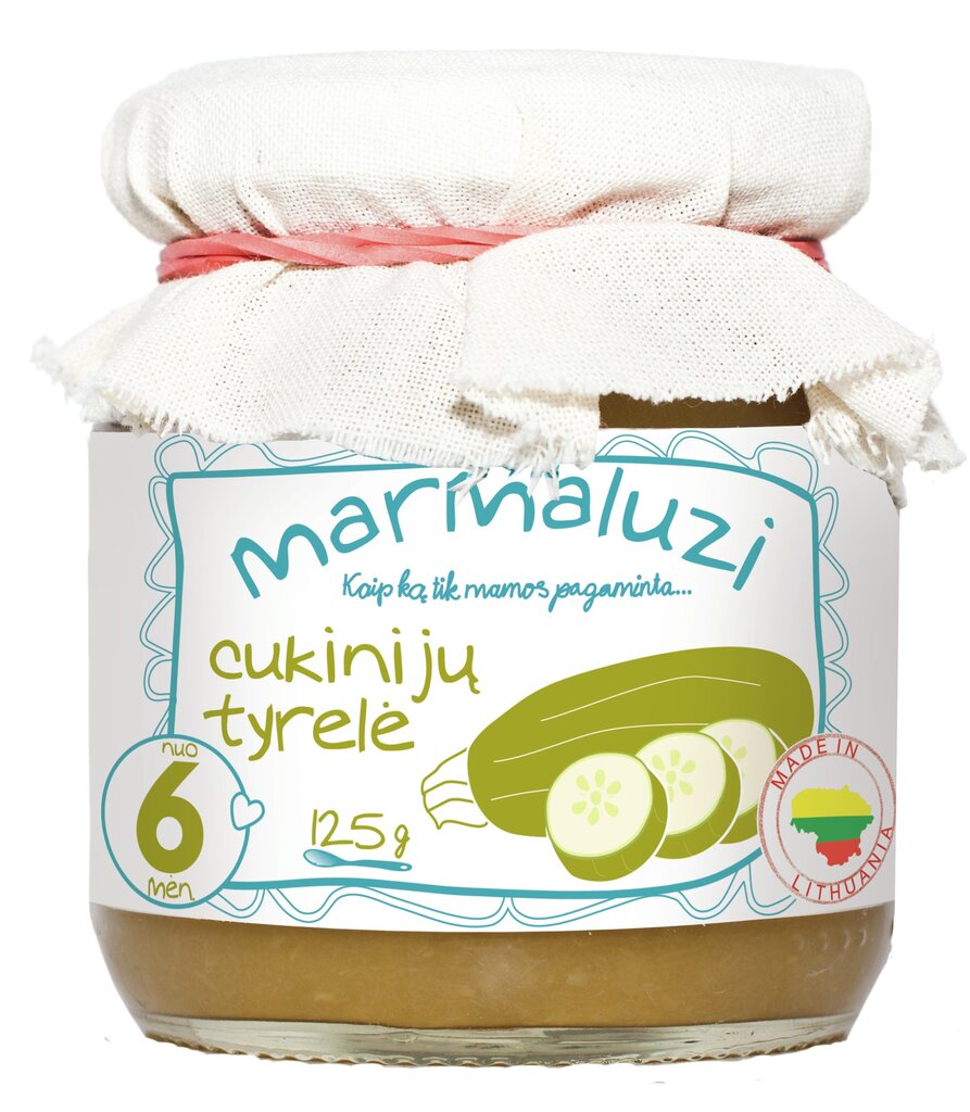 Marmaluzi cukinijų tyrelė, 6 mėn., 125 g. kaina ir informacija | Tyrelės | pigu.lt