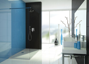 Walk-In dušo kabina Sanplast TX P/TX5b 80s, profilis blizgantis sidabrinis, dekoruotas stiklas cora kaina ir informacija | Dušo durys ir sienelės | pigu.lt