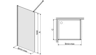 Walk-In dušo kabina Sanplast TX P/TX5b 80s, profilis matinėis graphit, dekoruotas stiklas grey kaina ir informacija | Dušo durys ir sienelės | pigu.lt
