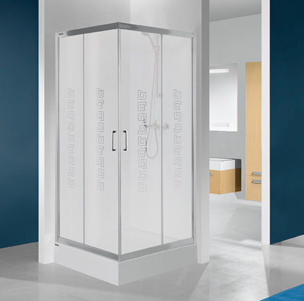 Kvadratinė dušo kabina Sanplast TX KN/TX4b 80s, matinis sidabrinis profilis, dekoruotas stiklas W14 kaina ir informacija | Dušo kabinos | pigu.lt