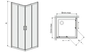 Sanplast TX KN / TX4b квадратная душе0вая кабина 90s, блестящий серебряный профиль, прозрачное стекло W0 цена и информация | Душевые кабины | pigu.lt