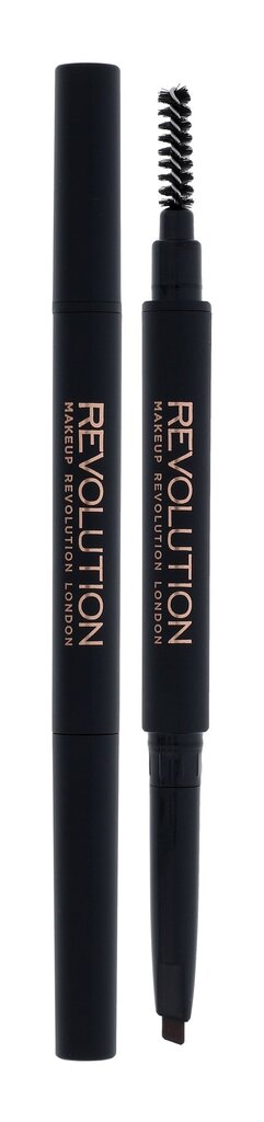 Antakių pieštukas su šepetėliu Makeup Revolution London Duo Brow 0,15 g, Medium Brown kaina ir informacija | Antakių dažai, pieštukai | pigu.lt