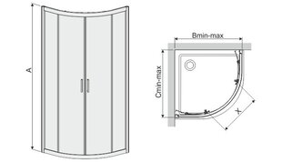 Pusapvalė dušo kabina Sanplast TX KN/TX4b 90s, baltas profilis, dekoruotas stiklas grey kaina ir informacija | Dušo kabinos | pigu.lt