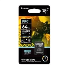 Platinet MicroSDHC 64GB Class 10/UHS 1 PRO + Adapter SD цена и информация | Карты памяти для телефонов | pigu.lt