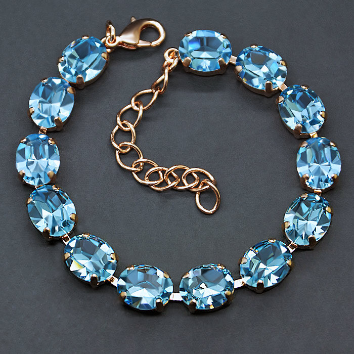 Apyrankė moterims DiamondSky „Venus II (Aquamarine Blue)“ su Swarovski kristalais