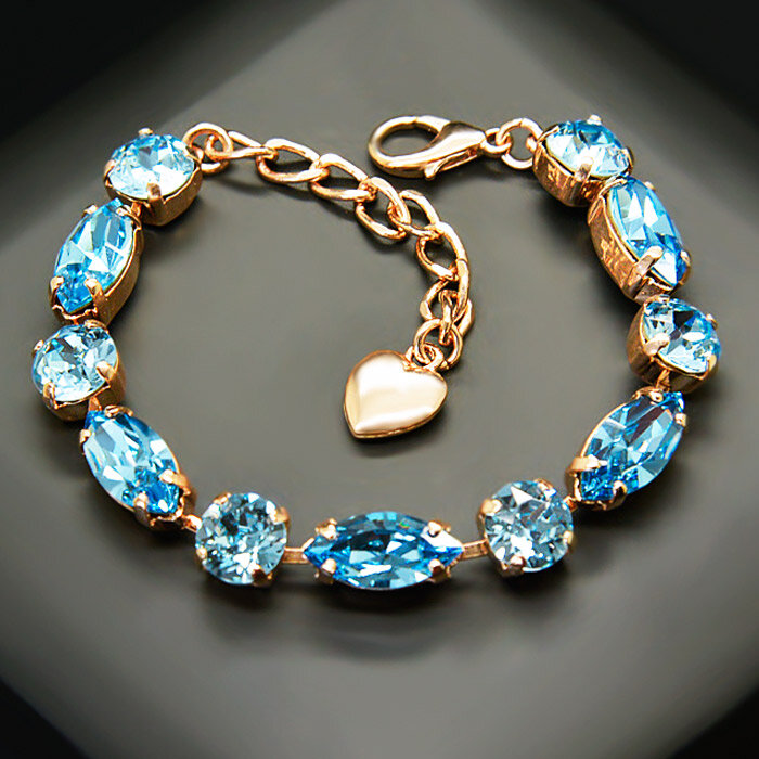 Apyrankė moterims DiamondSky „Chic II (Aquamarine Blue)“ su Swarovski kristalais