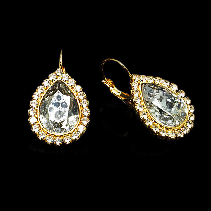 Auskarai moterims DiamondSky „Celestial Drop (Silver Patina)“ su Swarovski kristalais