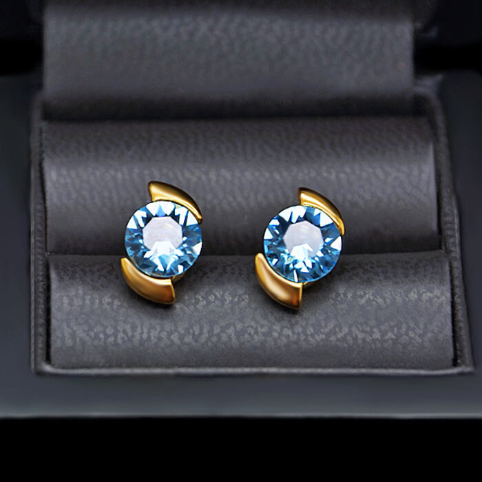 Auskarai moterims DiamondSky „Milky Way (Aquamarine Blue)“ su Swarovski kristalais