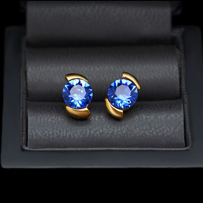 Auskarai moterims DiamondSky „Milky Way (Sapphire)“ su Swarovski kristalais цена и информация | Auskarai | pigu.lt
