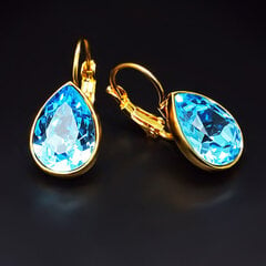 Серьги "Кристальная Капля (Aquamarine Blue)" с кристаллами Swarovski™ цена и информация | Серьги | pigu.lt