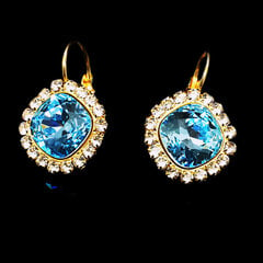 Серьги "Ослепительный Блеск III (Aquamarine Blue)" с кристаллами Swarovski™ цена и информация | Серьги | pigu.lt