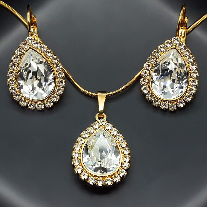 Papuošalų rinkinys moterims DiamondSky „Celestial Drop“ su Swarovski kristalais