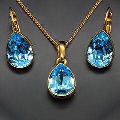 Papuošalų rinkinys moterims "Crystal Drop (Aquamarine Blue)" su Swarovski kristalais kaina ir informacija | Papuošalų rinkiniai | pigu.lt