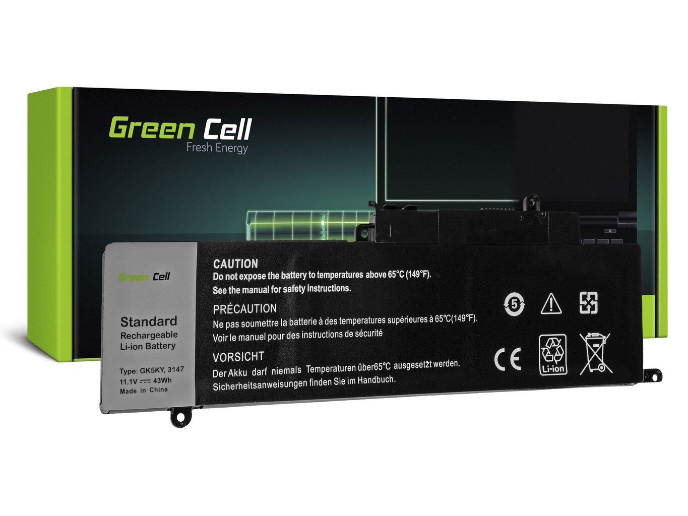 Green Cell Laptop Battery for Dell Inspiron 11 3147 3148 3152 3153 3157 3158 13 7347 7348 7352 7353 7359 15 7558 7568 kaina ir informacija | Akumuliatoriai nešiojamiems kompiuteriams | pigu.lt