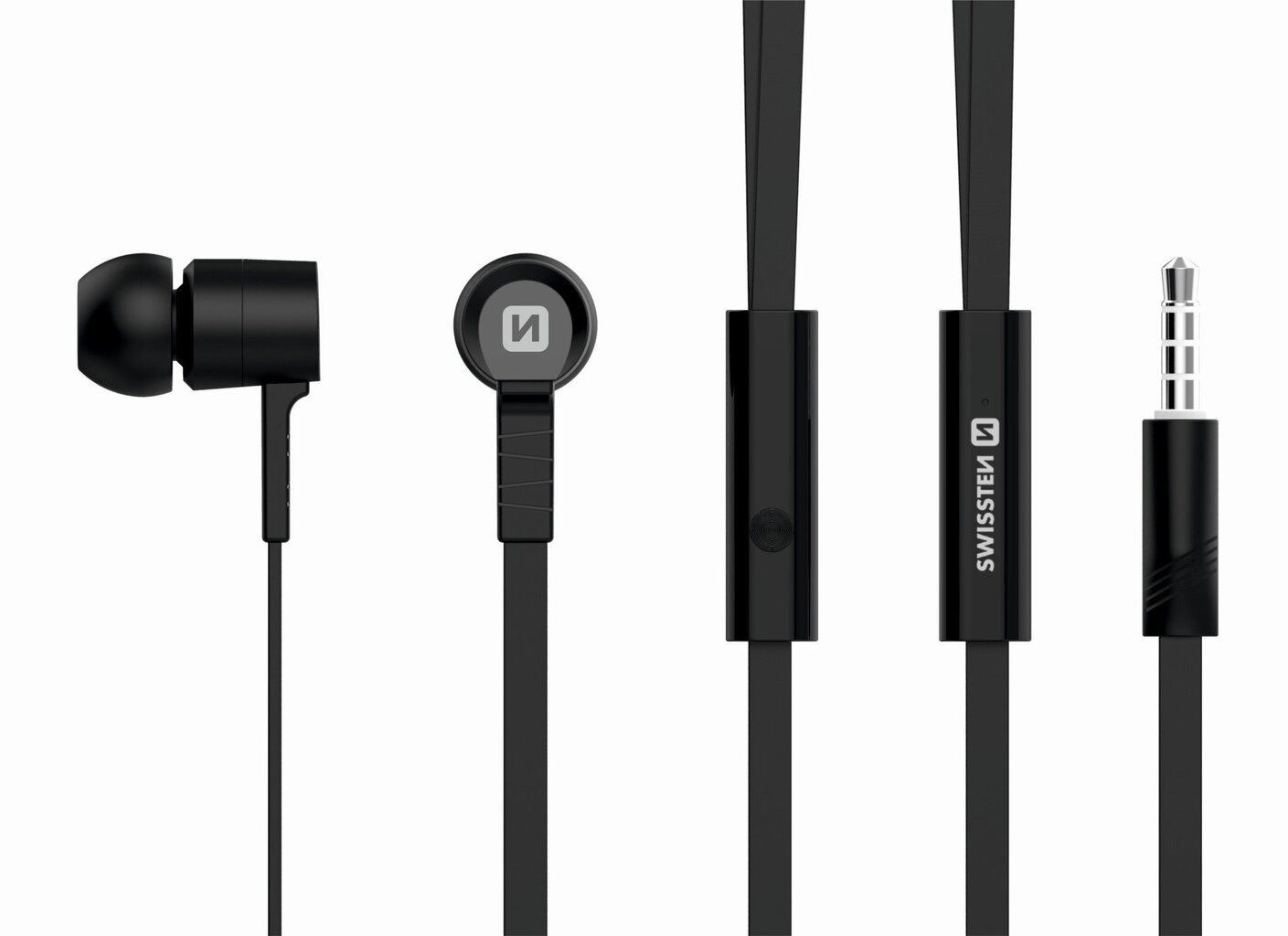 Swissten Earbuds Rainbow YS-D2 Stereo Headset With Microphone 3,5mm / 1.2m Black kaina ir informacija | Ausinės | pigu.lt