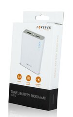 Forever TB-012 Power Bank 10000 mAh Портативный аккумулятор 5V 2A + 2A + Micro USB Кабель Белый цена и информация | Зарядные устройства Power bank  | pigu.lt