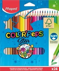 Цветные карандаши MAPED "Color`Peps" 24 штуки FSC цена и информация | Принадлежности для рисования, лепки | pigu.lt