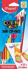 Цветные карандаши MAPED "Color`Peps" DUO 12 штуки FSC цена и информация | Принадлежности для рисования, лепки | pigu.lt