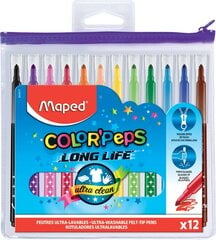 Фломастеры MAPED "Color`Peps" Long Life 12 цветов цена и информация | Принадлежности для рисования, лепки | pigu.lt