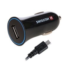 Swissten Премиум Автомобильная зарядка 12 / 24V / 1A + кабель Micro USB  1,5m Черная цена и информация | Зарядные устройства для телефонов | pigu.lt