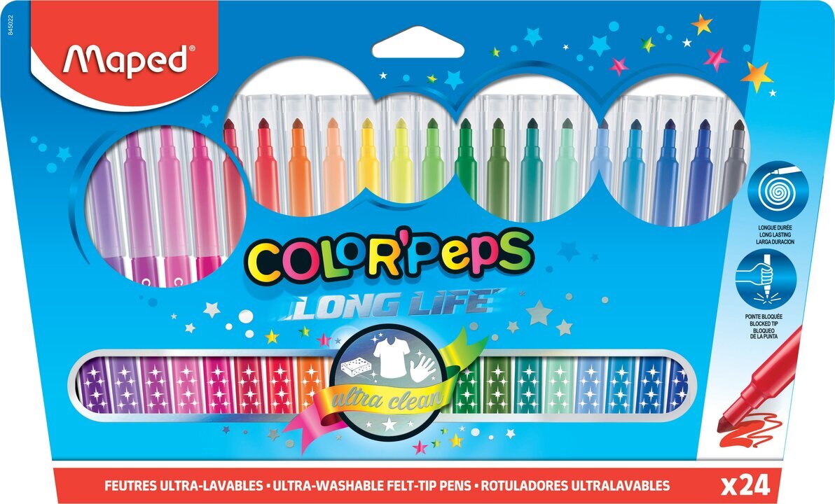 Flomasteriai ColorPeps Long Life, 24 spalvos цена и информация | Piešimo, tapybos, lipdymo reikmenys | pigu.lt