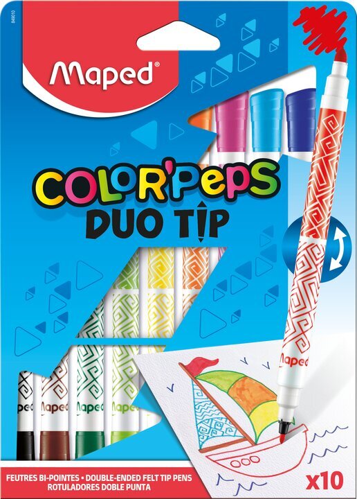 Flomasteriai ColorPeps Duo Tip, 10 spalvų цена и информация | Piešimo, tapybos, lipdymo reikmenys | pigu.lt