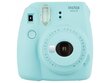 Fujifilm Instax Mini 9 + Instax Mini glossy (10 lap) + originalus dėklas, Žydra kaina ir informacija | Skaitmeniniai fotoaparatai | pigu.lt