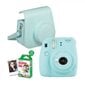 Fujifilm Instax Mini 9 + Instax Mini glossy (10 lap) + originalus dėklas, Žydra kaina ir informacija | Skaitmeniniai fotoaparatai | pigu.lt