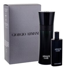 Набор Giorgio Armani Black Code: EDT для мужчин 75 мл + миниатюра 15 мл цена и информация | Giorgio Armani Одежда, обувь и аксессуары | pigu.lt