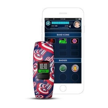 Garmin vívofit® jr. 2 Marvel Captain America kaina ir informacija | Išmaniosios apyrankės (fitness tracker) | pigu.lt