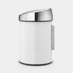 Brabantia šiukšliadėžė Touch Bin®, 3 l, balta kaina ir informacija | Šiukšliadėžės | pigu.lt