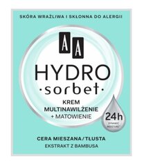 Увлажняющий крем для лица с экстрактом бамбука AA Hydro Sorbet 50 мл цена и информация | Кремы для лица | pigu.lt