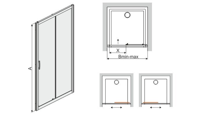 Dušo durys į nišą Sanplast TX D2/TX5b 90s, profilis pergamon, dekoruotas stiklas cora kaina ir informacija | Dušo durys ir sienelės | pigu.lt