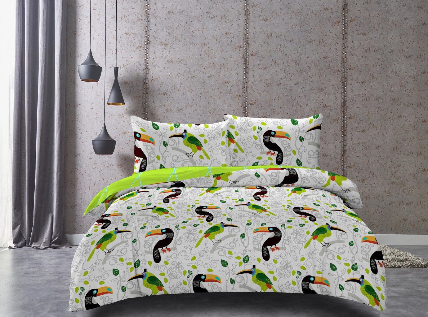 DecoKing patalynės komplektas Ducato Collection Toucan, 200x200, 3 dalių kaina ir informacija | Patalynės komplektai | pigu.lt