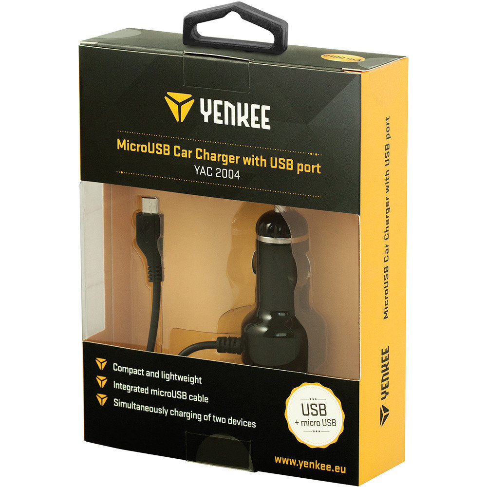 Automobilinis kroviklis Yenkee YAC 2004 su micro USB ir USB jungtimi kaina ir informacija | Krovikliai telefonams | pigu.lt