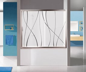 Стенка для ванны Sanplast TX D2-W/TX5b 120s, профиль белый, декорированное стекло cora цена и информация | Аксессуары для ванн, душевых кабин | pigu.lt