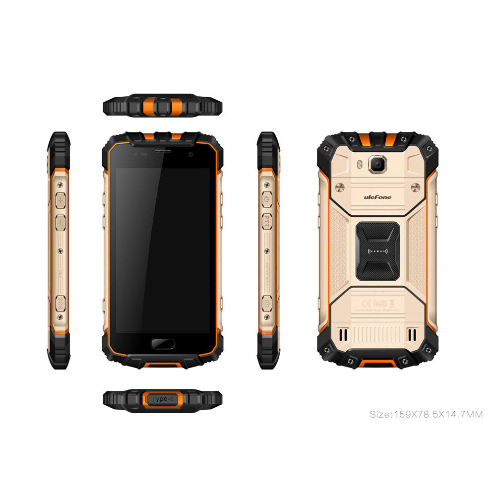 UleFone Armor 2, 6/64GB, Dual SIM, Gold kaina ir informacija | Mobilieji telefonai | pigu.lt