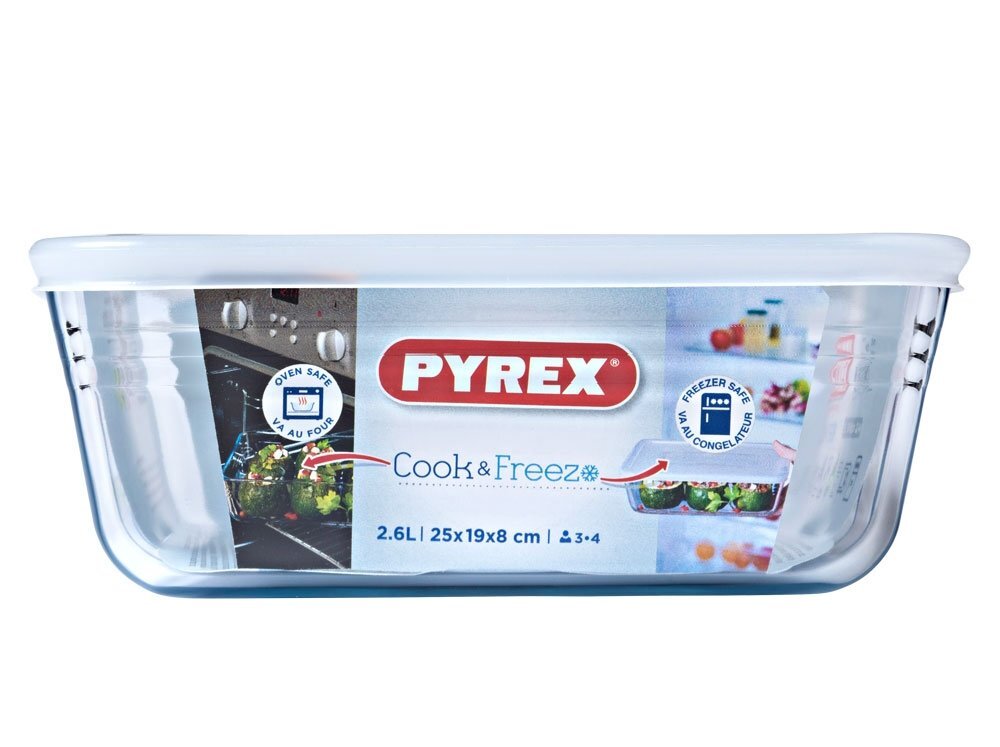 Karščiui atsparus indas Pyrex Cook & Freeze, 25x19 cm, 2,6 l kaina ir informacija | Kepimo indai, popierius, formos | pigu.lt
