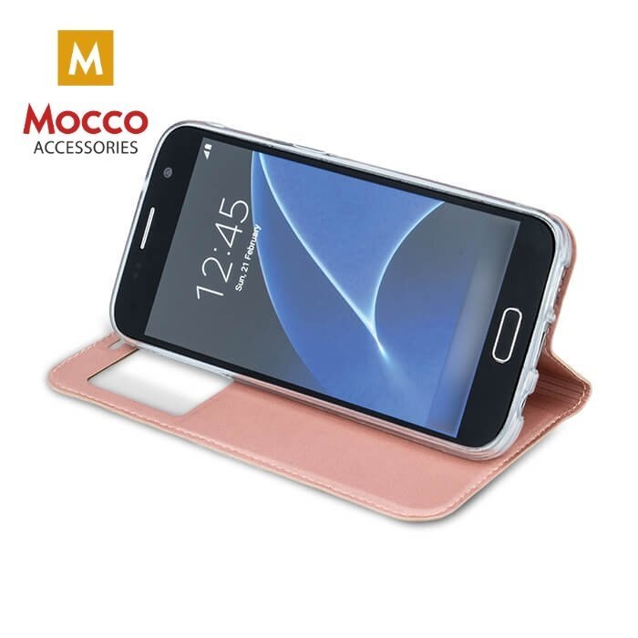 Mocco Smart Look Magnet Book Case With Window For Apple iPhone X Rose Gold kaina ir informacija | Telefono dėklai | pigu.lt