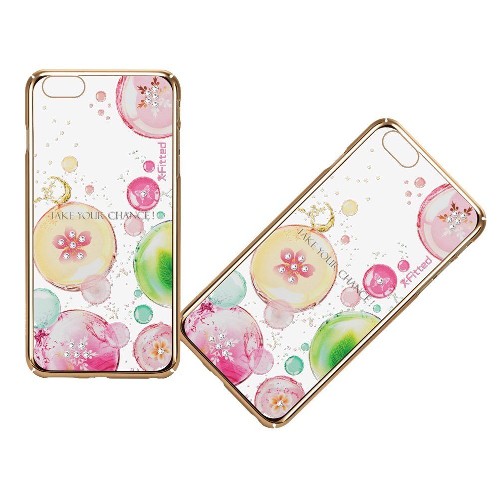 X-Fitted Plastic Case With Swarovski Crystals for Apple iPhone 6 / 6S Gold / Fancy Bubble цена и информация | Telefono dėklai | pigu.lt