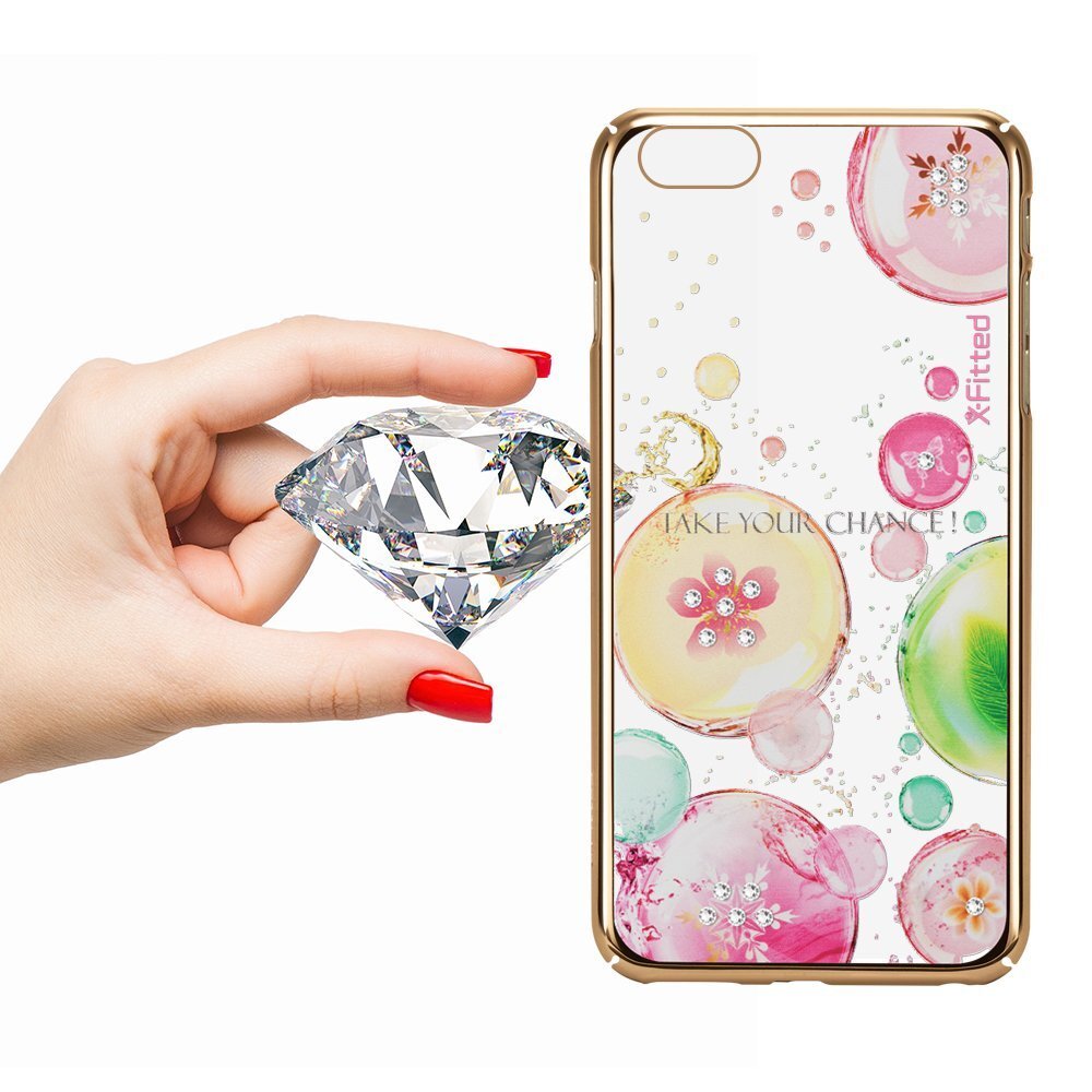 X-Fitted Plastic Case With Swarovski Crystals for Apple iPhone 6 / 6S Gold / Fancy Bubble kaina ir informacija | Telefono dėklai | pigu.lt