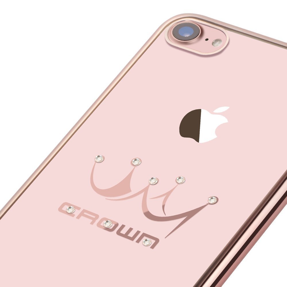 X-Fitted Plastic Case With Swarovski Crystals for Apple iPhone 7 / 8 Pink / Crown цена и информация | Telefono dėklai | pigu.lt