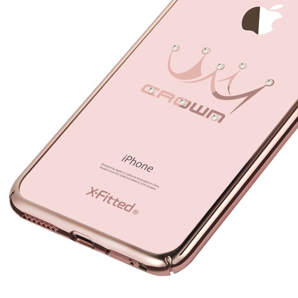 X-Fitted Plastic Case With Swarovski Crystals for Apple iPhone 7 / 8 Pink / Crown kaina ir informacija | Telefono dėklai | pigu.lt