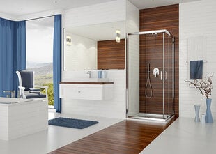Kampinė dušo kabina Sanplast TX KN/TX5b 80x120s, profilis blizgantis sidabrinis, dekoruotas stiklas grey kaina ir informacija | Dušo kabinos | pigu.lt