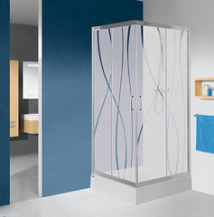 Kampinė dušo kabina Sanplast TX KN/TX5b 80x90s, profilis blizgantis sidabrinis, dekoruotas stiklas cora kaina ir informacija | Dušo kabinos | pigu.lt