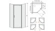 Kampinė dušo kabina Sanplast TX PKDJ/TX5b 90s, profilis matinis graphit, dekoruotas stiklas W15 kaina ir informacija | Dušo kabinos | pigu.lt