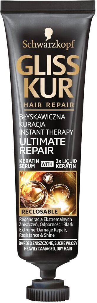 Plaukų kaukė pažeistiems plaukams Schwarzkopf Gliss Kur Ultimate Repair SOS Therapy 20 ml kaina ir informacija | Priemonės plaukų stiprinimui | pigu.lt